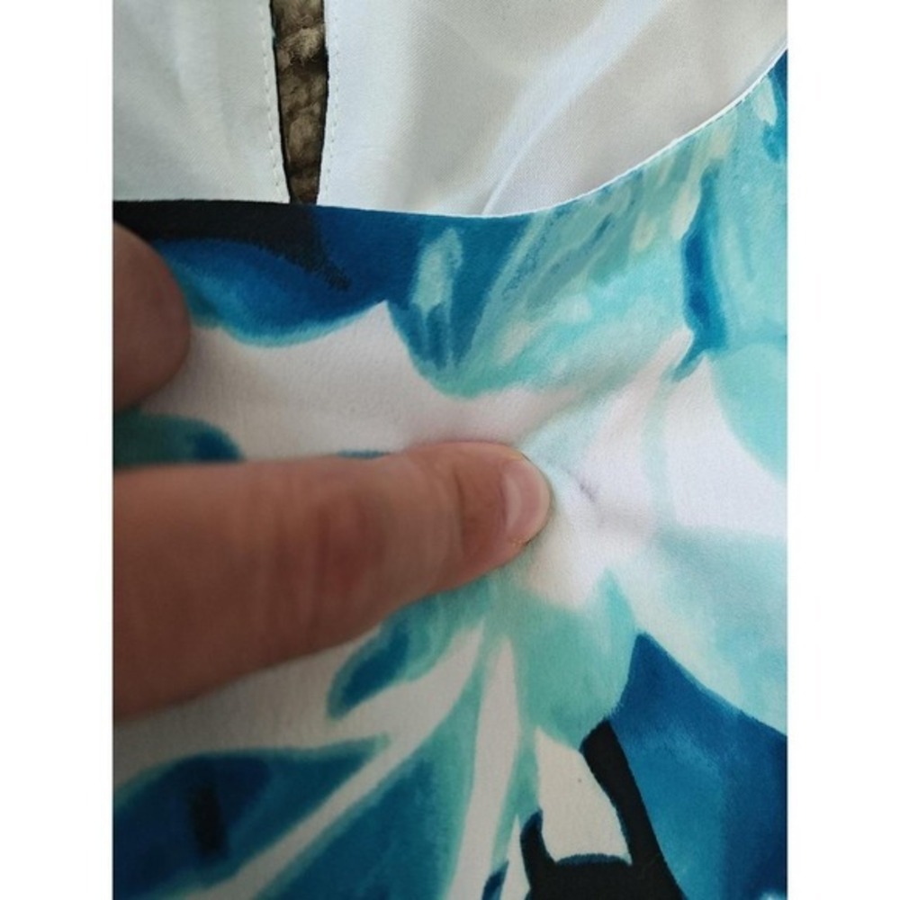 Women Worthington Dress Sz 10 Floral Popover Blue Black Sleeveless Shift Sheath - Picture 4 of 8